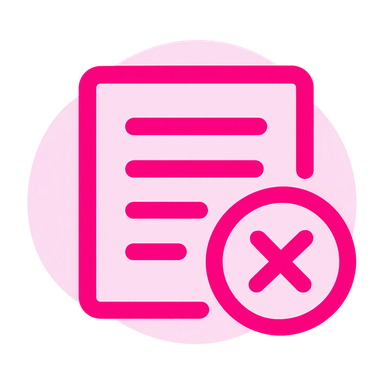documento con simbolo di annullamento in pink
