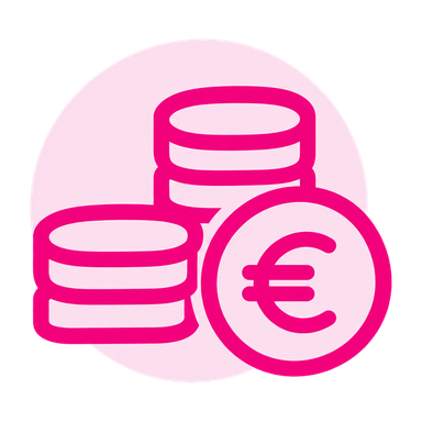 monete e euro in pink